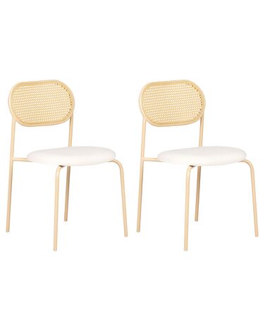Conjunto de 2 sillas de comedor de metal efecto madera clara ADAVER