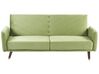 Sofá cama 3 plazas de terciopelo verde oliva/madera oscura SENJA_850520