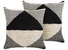 Set of 2 Tufted Cotton Cushions Geometric Pattern 50 x 50 cm Beige and Black KHORA_829460