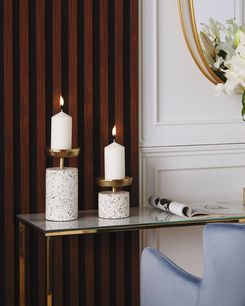 Kynttilänjalka alumiini/marmori kulta/terrazzo 2 kpl KAENGAN Kynttilänjalka alumiini/marmori kulta/terrazzo 2 kpl KAENGAN