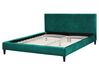 Funda de terciopelo verde oscuro para cama 160 x 200 cm FITOU_751832