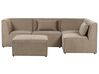 Left Hand 4 Seater Modular Jumbo Cord Corner Sofa with Ottoman Taupe LEMVIG_875419
