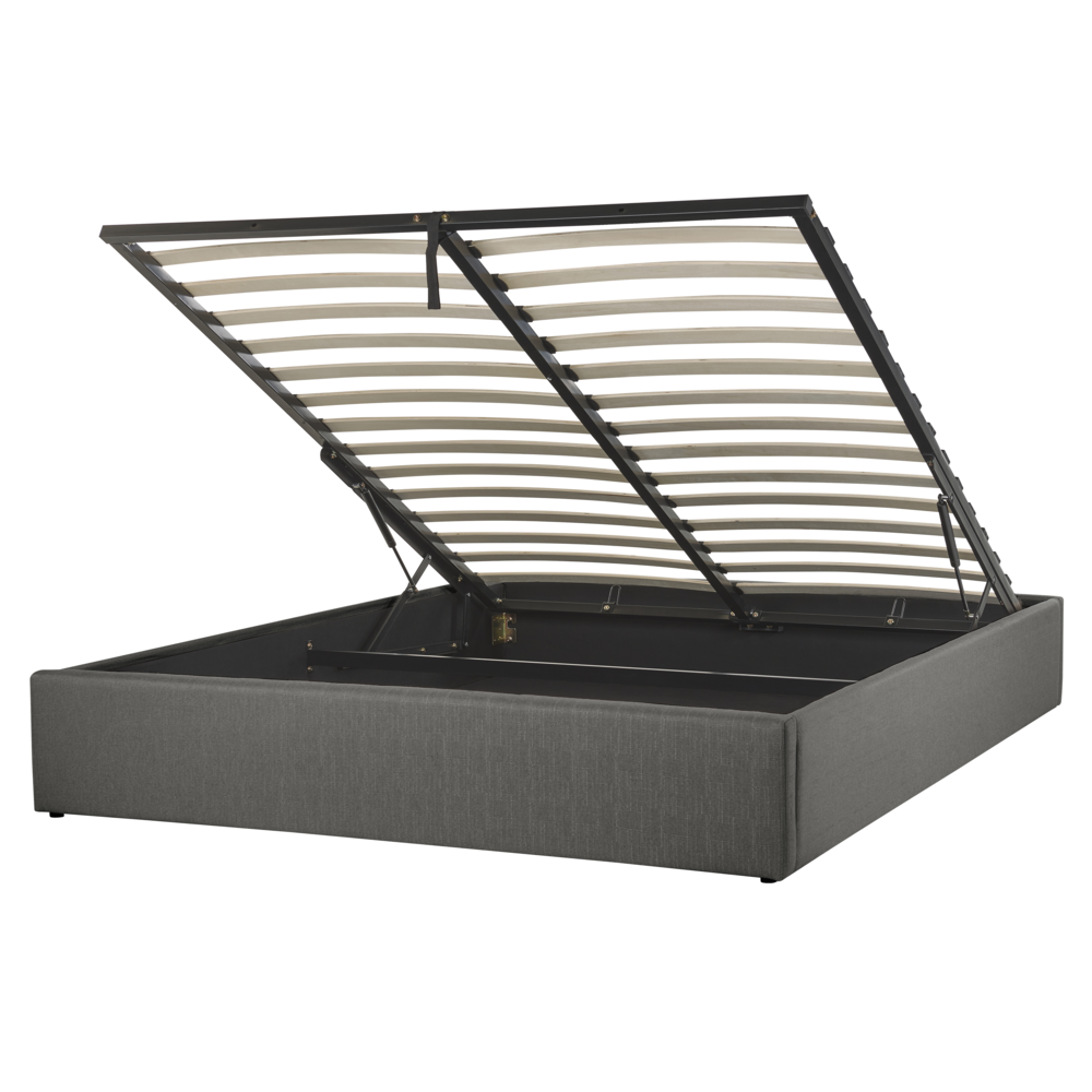 Łóżko z pojemnikiem tapicerowane 160 x 200 cm szare DINAN
