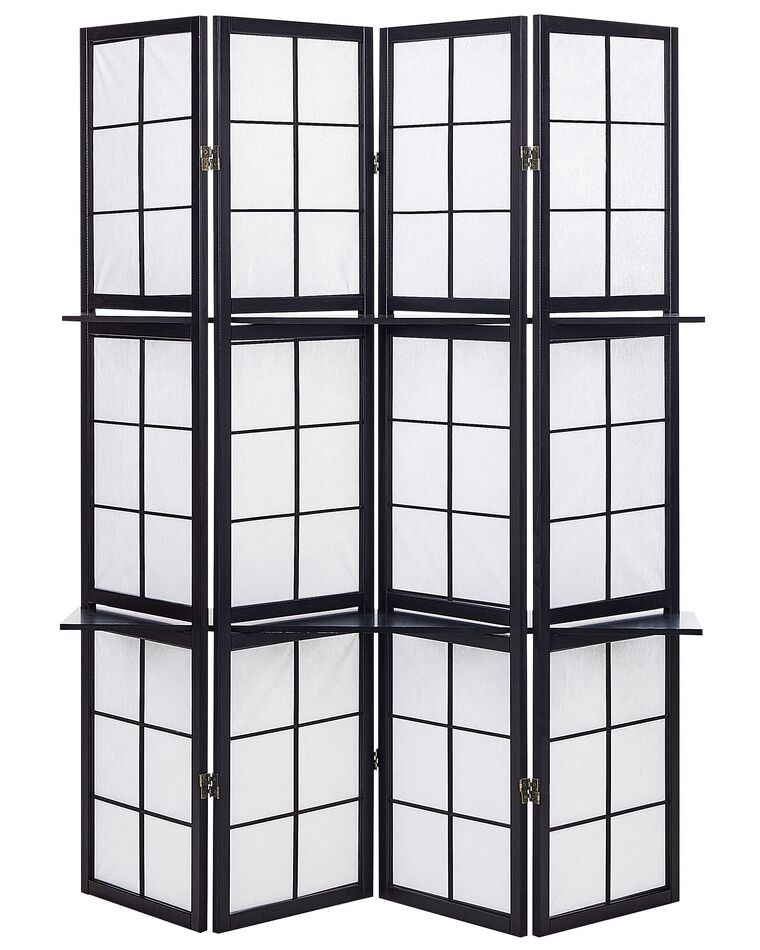 Biombo 4 paneles de madera negro 170 x 120 cm GOMAGOI_874158