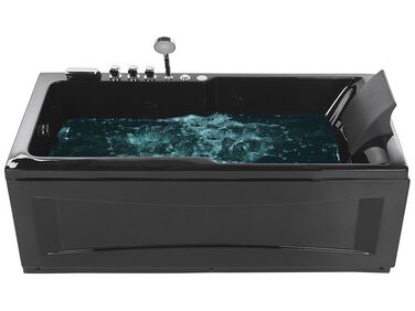 Right Hand Whirlpool Bath with LED 1690 x 810 mm Black ARTEMISA