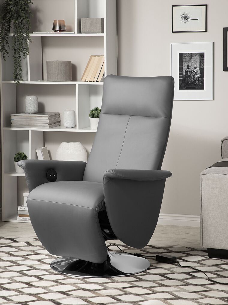 Faux Leather Recliner Chair Grey PRIME Beliani.co.uk