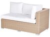 Lounge Set Rattan sandbeige 8-Sitzer modular Auflagen cremeweiß XXL_905104