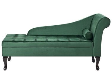 Chaise-longue à direita com arrumação em veludo verde escuro PESSAC