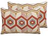 Set of 2 Embroidered Cotton Cushions Geometric Pattern 40 x 60 cm Multicolour MAJRA_829350