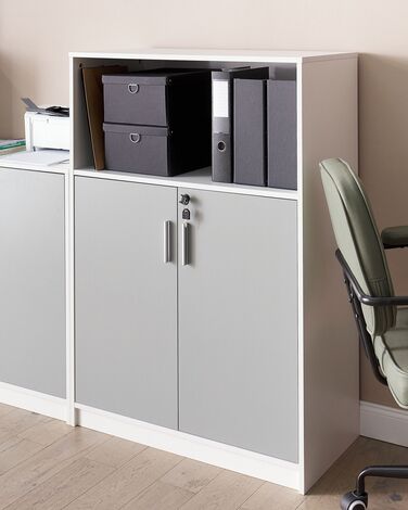 2 Door Storage Cabinet with Shelf Grey and White ZEHNA
