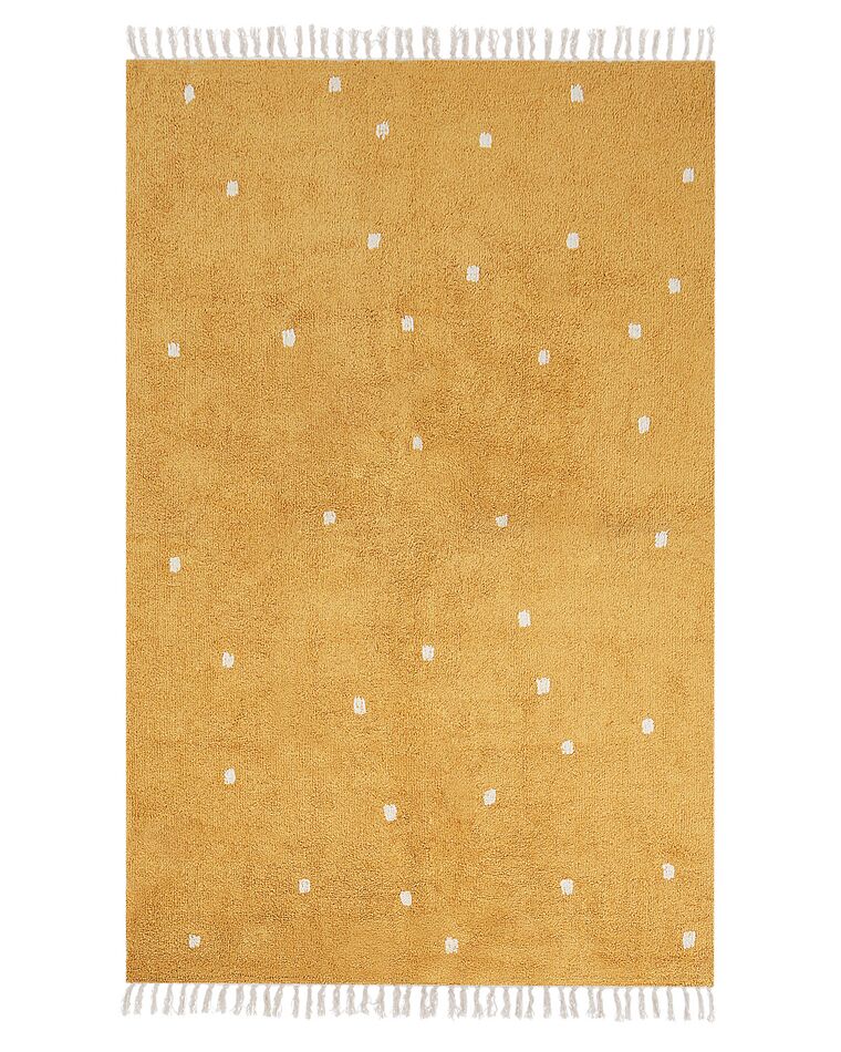 Cotton Area Rug Dotted 140 x 200 cm Yellow ASTAF_908030