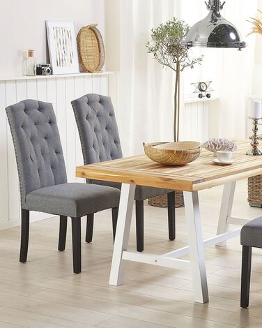 Set of 2 Fabric Dining Chairs Grey SHIRLEY