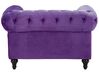 Ensemble canapé et fauteuil en velours violet 4 places CHESTERFIELD_707702