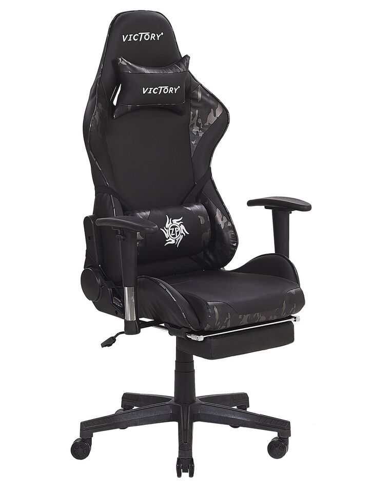 Cadeira gaming em pele sintética camuflada e preta VICTORY_767828