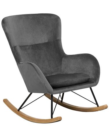 Cadeira de baloiço em veludo cinzento escuro ELLAN