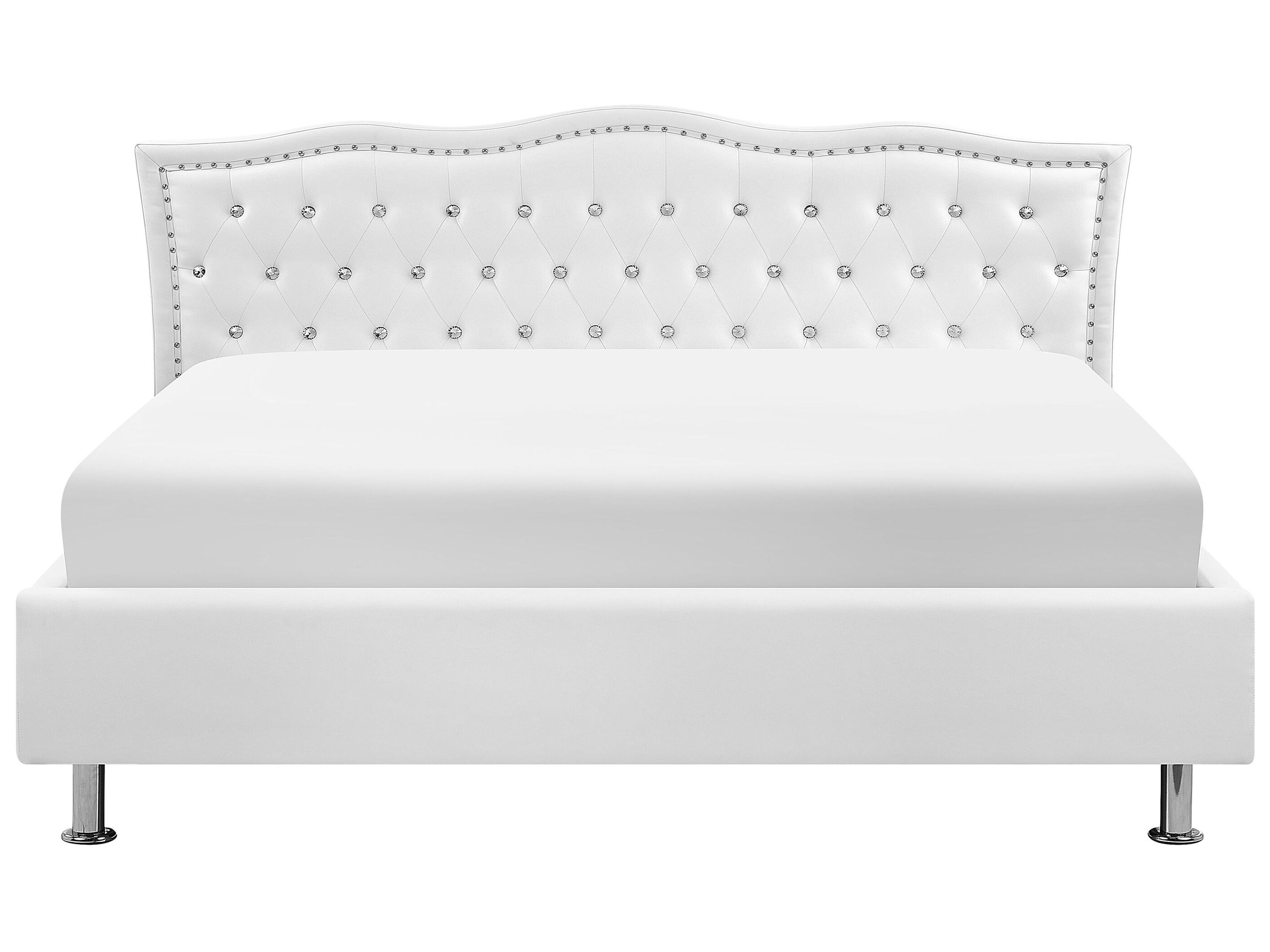 Faux Leather EU Super King Size Ottoman Bed White METZ Beliani.co.uk