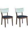 Conjunto de 2 cadeiras de jantar em madeira escura e azul MOKA_832127