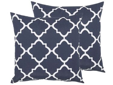Set of 2 Garden Cushions Trellis Pattern 40 x 40 cm Blue SOFADES