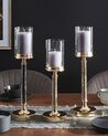 Glass Hurricane Candle Holder 48 cm Gold with Black ABBEVILLE_788842