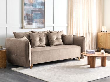 Velvet Sofa Bed with Storage Brown VALLANES