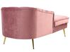 Chaise longue rechtszijdig fluweel roze ALLIER_870894