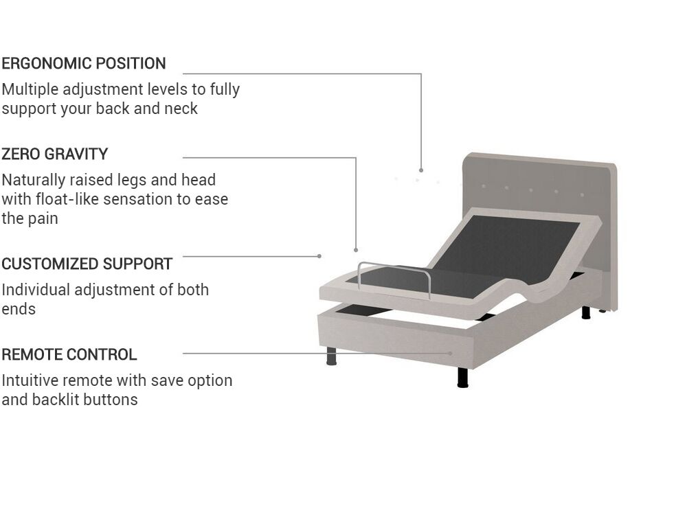 Fabric Eu Single Adjustable Bed Beige Duke Beliani Fr