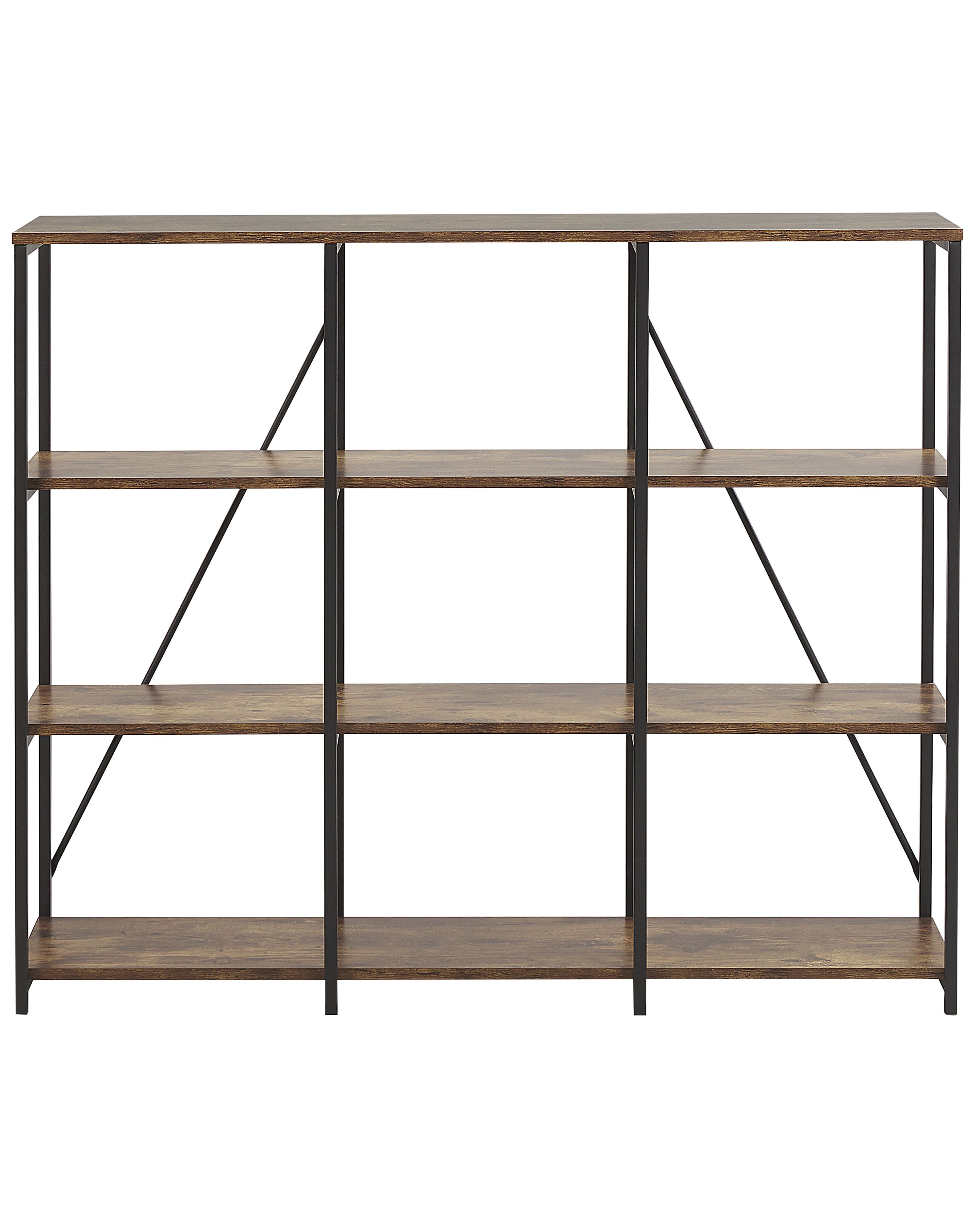 3 Tier Bookshelf Dark Wood RHODE Beliani.co.uk
