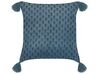Set of 2 Velvet Cushions Floral Motif with Tassels 45 x 45 cm Dark Blue RIBES_838238