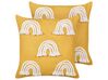 Set of 2 Cotton Cushions Embroidered Rainbows 45 x 45 cm Yellow LEEA_893318