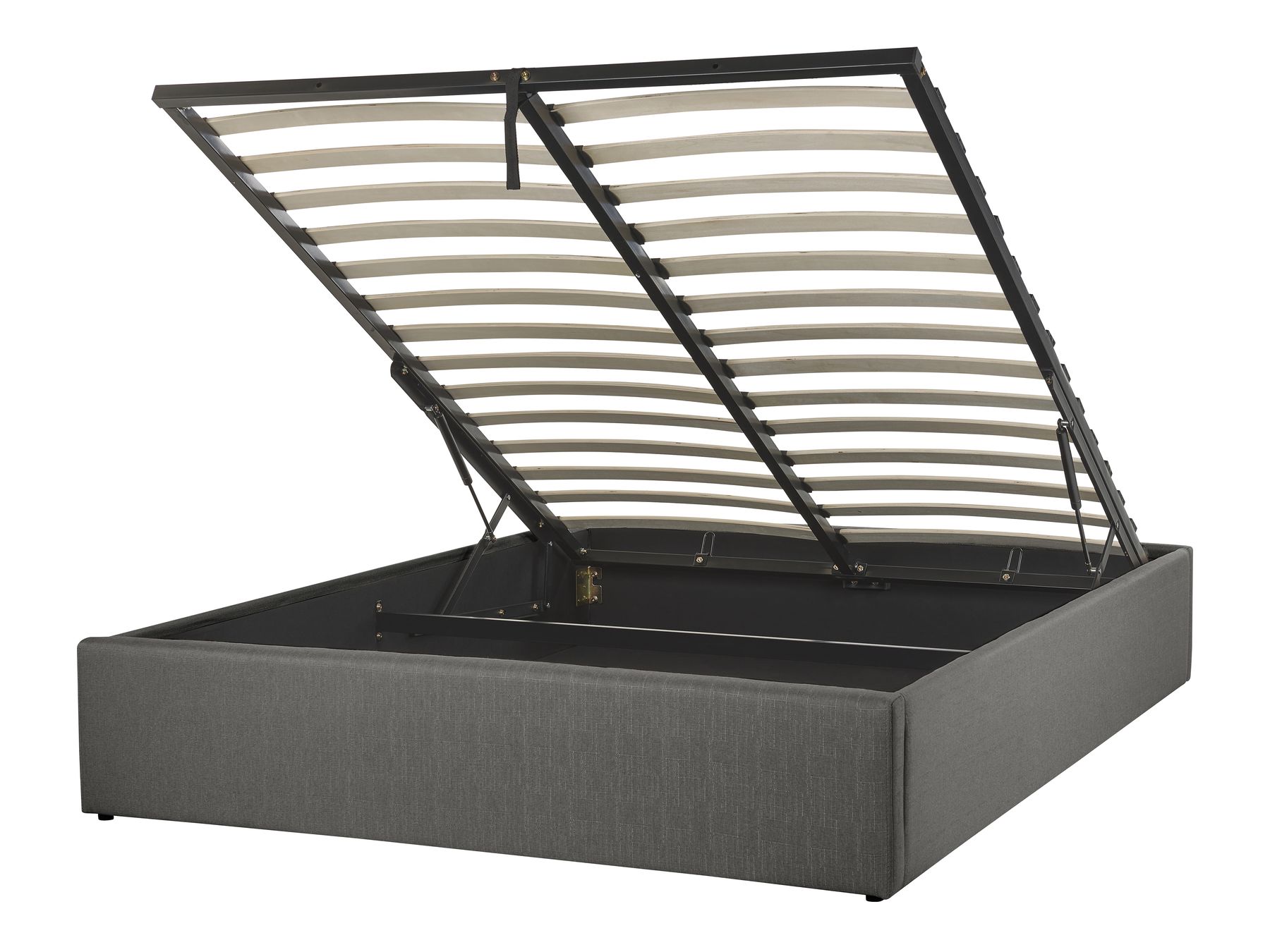 Cama tapizada con almacenaje gris 140x200 cm DINAN | Beliani.es