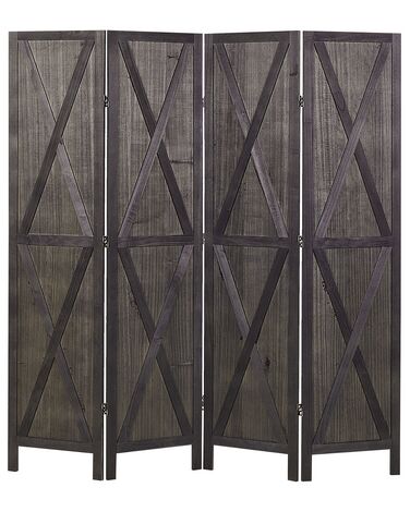 4-panels foldevæg i træ 170 x 163 cm mørkebrun RIDANNA