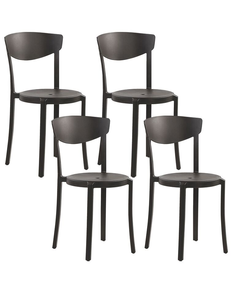 Sada 4 jídelních židlí plastových černých VIESTE_809140