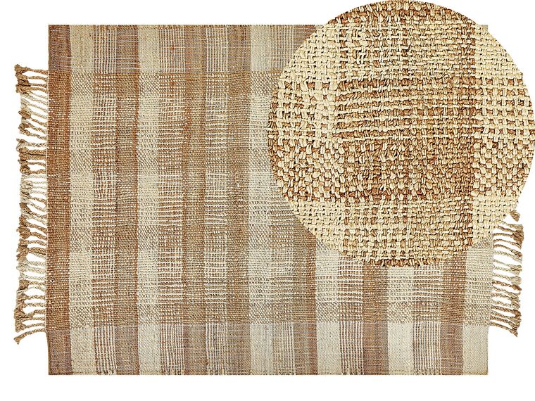Teppich Jute sandbeige 140 x 200 cm geometrisches Muster Kurzflor BERISSA_847685