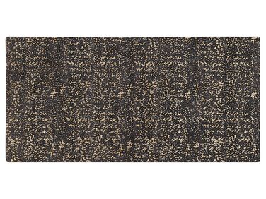 Teppich dunkelgrau-gold 80 x 150 cm abstraktes Muster Kurzflor ESEL