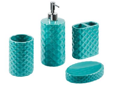 Ceramic 4-Piece Bathroom Accessories Set Turquoise GUATIRE