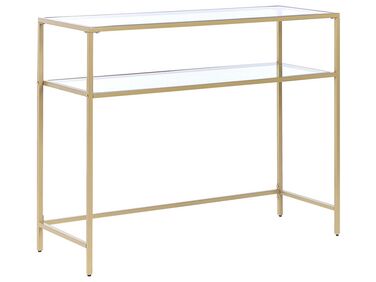 Sklenený konzolový stolík zlatý ALINE
