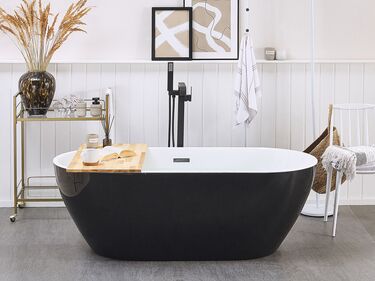 Frittstående badekar oval svart 160 x 75 cm NEVIS