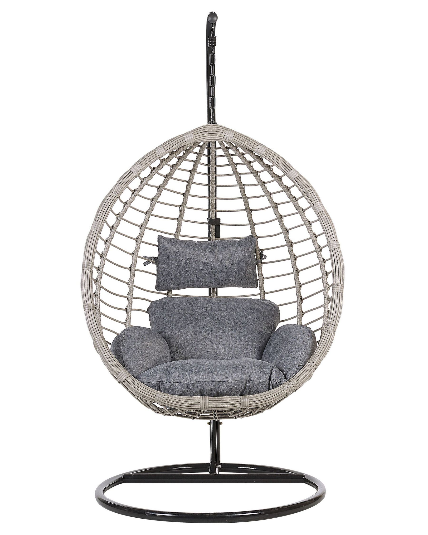 Hängesessel mit Gestell Rattan grau ø 97 cm TOLLO Beliani.de