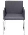 Conjunto de 2 sillas de comedor de poliéster gris oscuro/plateado GOMEZ_682391