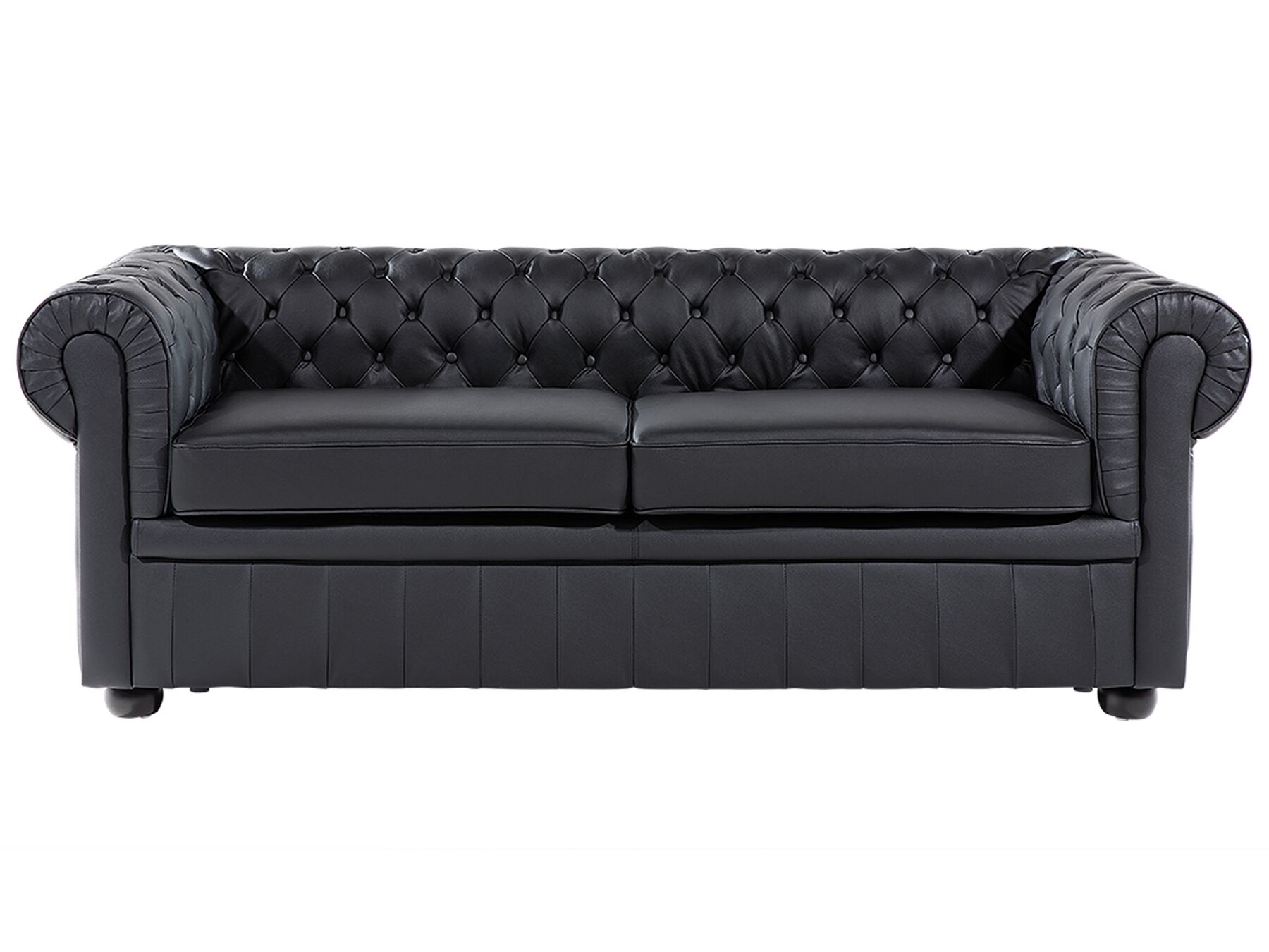 3 Seater Leather Sofa Black CHESTERFIELD Beliani.co.uk