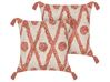 Set of 2 Tufted Cushions with Tassels 45 x 45 cm Beige and Orange HICKORY _843441