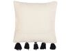 Cotton Cushion Geometric Pattern with Tassels 45 x 45 cm Beige and Black SAMBUCUS_816892
