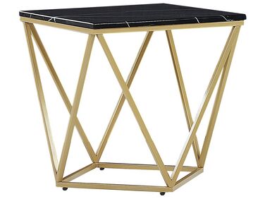 Side Table Black Marble Effect with Gold MALIBU