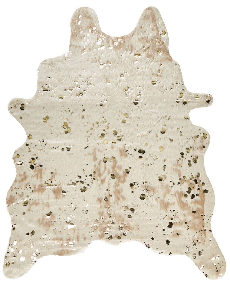 Tapis imitation peau de vache avec taches 130 x 170 cm beige et doré BOGONG_820358