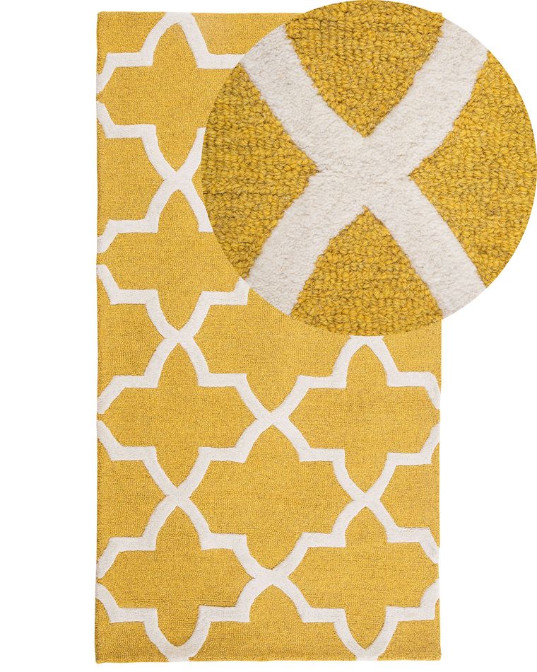 Wool Area Rug 80 x 150 cm Yellow SILVAN Beliani.co.uk