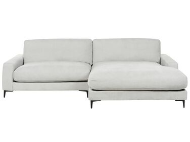 Canapé 3 places d'angle à gauche en tissu gris clair MALOY