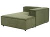Kombinálható kétszemélyes bal oldali zöld kordbársony kanapé ottománnal APRICA_895105