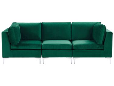 3 Seater Modular Velvet Sofa Green EVJA