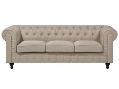 Iso beige 3-istuttava kangassohva CHESTERFIELD Iso beige 3-istuttava kangassohva CHESTERFIELD