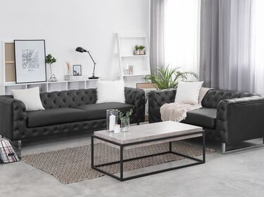 Faux Leather Sofa Set Black VISSLAND